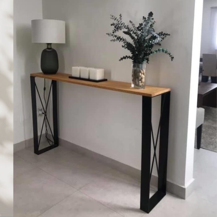 Dekorwish Metal Base and Wooden Table