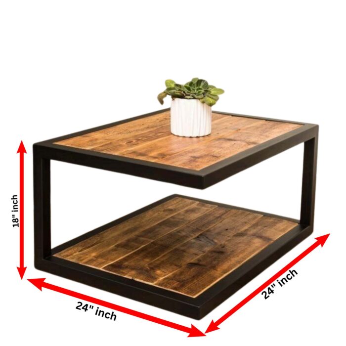 Dekorwish Metal Base and Wooden Table